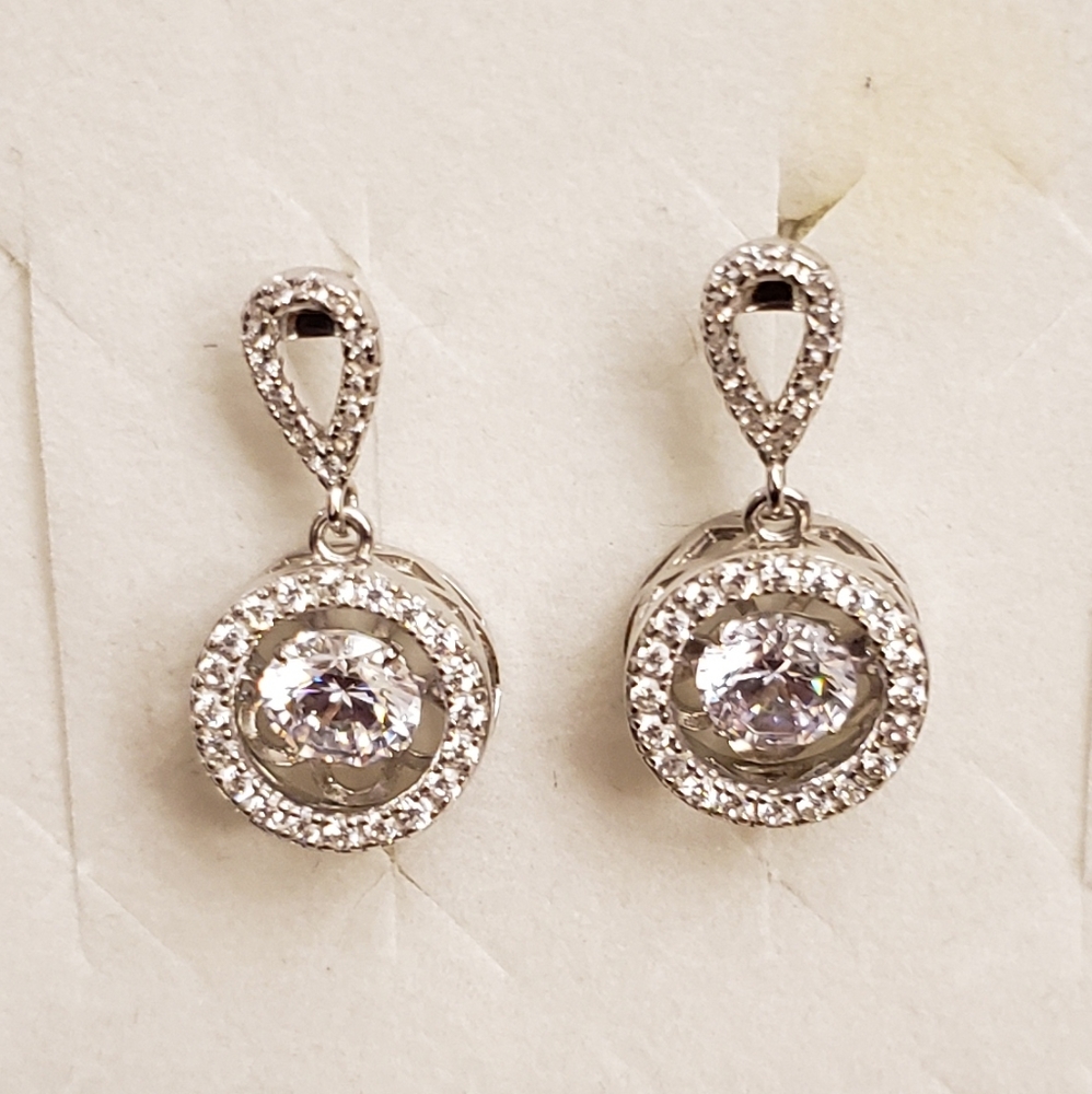 Dancing Earrings, Cubic Zirconia 925 Silver, 3.27 TCW, NWT  see video!